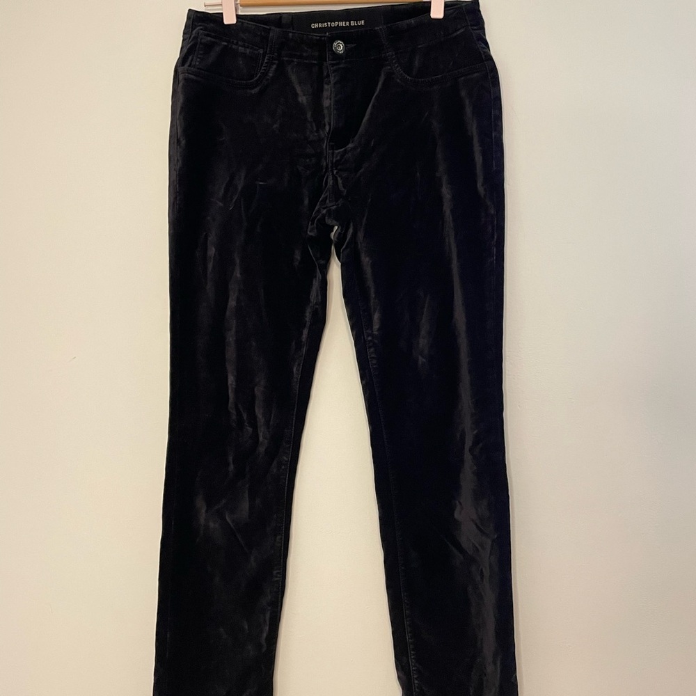Christopher Blue Midnight Velvet Trousers